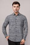 Buy Abraham And Thakore Black Poplin Small Dash Pattern Shirt at Aza Fashions Buy_Abraham And Thakore_Black Poplin Small Dash Pattern Shirt _at_Aza_Fashions