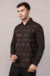 Buy Abraham And Thakore Black Poplin Embroidery Dash Pattern Shirt Online at Aza Fashions Buy_Abraham And Thakore_Black Poplin Embroidery Dash Pattern Shirt _Online_at_Aza_Fashions