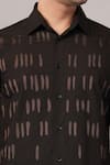 Abraham And Thakore Black Poplin Embroidery Dash Pattern Shirt at Aza Fashions Abraham And Thakore_Black Poplin Embroidery Dash Pattern Shirt _at_Aza_Fashions