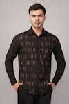 Buy Abraham And Thakore Black Poplin Embroidery Dash Pattern Shirt at Aza Fashions Buy_Abraham And Thakore_Black Poplin Embroidery Dash Pattern Shirt _at_Aza_Fashions