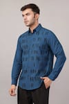 Buy Abraham And Thakore Blue Poplin Dash Pattern Shirt at Aza Fashions Buy_Abraham And Thakore_Blue Poplin Dash Pattern Shirt _at_Aza_Fashions