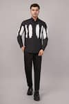 Shop Abraham And Thakore Black Poplin Brushstroke Pattern Shirt Online at Aza Fashions Shop_Abraham And Thakore_Black Poplin Brushstroke Pattern Shirt _Online_at_Aza_Fashions