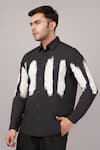 Abraham And Thakore Black Poplin Brushstroke Pattern Shirt at Aza Fashions Abraham And Thakore_Black Poplin Brushstroke Pattern Shirt _at_Aza_Fashions