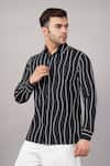 Buy Abraham And Thakore Black Poplin Crazy Dash Stripes Pattern Shirt Online at Aza Fashions Buy_Abraham And Thakore_Black Poplin Crazy Dash Stripes Pattern Shirt _Online_at_Aza_Fashions
