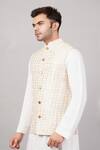 Buy Abraham And Thakore Ivory Silk, Cotton Lattice Brocade Bundi Online at Aza Fashions Buy_Abraham And Thakore_Ivory Silk, Cotton Lattice Brocade Bundi _Online_at_Aza_Fashions