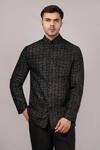 Buy Abraham And Thakore Black Silk Foil Printing Velvet And Jacket at Aza Fashions Buy_Abraham And Thakore_Black Silk Foil Printing Velvet And Jacket _at_Aza_Fashions