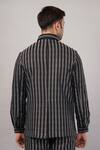 Shop Abraham And Thakore Black Cotton, Viscose Stair Stripe Pattern Jacket at Aza Fashions Shop_Abraham And Thakore_Black Cotton, Viscose Stair Stripe Pattern Jacket _at_Aza_Fashions