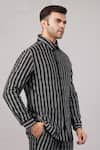 Abraham And Thakore Black Cotton, Viscose Stair Stripe Pattern Jacket Online at Aza Fashions Abraham And Thakore_Black Cotton, Viscose Stair Stripe Pattern Jacket _Online_at_Aza_Fashions