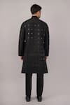 Shop_Abraham And Thakore_Black Silk Applique Foil Kurta _at_Aza_Fashions