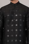 Abraham And Thakore_Black Silk Applique Foil Kurta _at_Aza_Fashions
