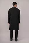 Shop_Abraham And Thakore_Black Silk Foil Pintuck Kurta _at_Aza_Fashions