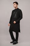 Buy_Abraham And Thakore_Black Silk Foil Pintuck Kurta _Online_at_Aza_Fashions