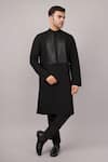 Buy_Abraham And Thakore_Black Silk Foil Pintuck Kurta _at_Aza_Fashions