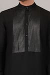 Abraham And Thakore_Black Silk Foil Pintuck Kurta _at_Aza_Fashions