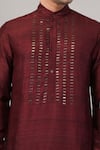Abraham And Thakore Red Dupion, Silk Sequins Dash Pattern Kurta at Aza Fashions Abraham And Thakore_Red Dupion, Silk Sequins Dash Pattern Kurta _at_Aza_Fashions