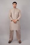 Shop Abraham And Thakore Beige Dupion Sequins Dash Pattern Kurta Online at Aza Fashions Shop_Abraham And Thakore_Beige Dupion Sequins Dash Pattern Kurta _Online_at_Aza_Fashions