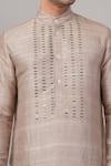 Abraham And Thakore Beige Dupion Sequins Dash Pattern Kurta at Aza Fashions Abraham And Thakore_Beige Dupion Sequins Dash Pattern Kurta _at_Aza_Fashions