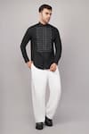 Abraham And Thakore Black Poplin Embroidery Dori Yoke Pattern Shirt at Aza Fashions Abraham And Thakore_Black Poplin Embroidery Dori Yoke Pattern Shirt _at_Aza_Fashions