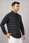 Buy Abraham And Thakore Black Poplin Pleated Stripes Pattern Shirt Online at Aza Fashions Buy_Abraham And Thakore_Black Poplin Pleated Stripes Pattern Shirt _Online_at_Aza_Fashions