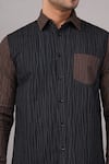 Abraham And Thakore Black Poplin Crazy Quilt Pattern Shirt Online at Aza Fashions Abraham And Thakore_Black Poplin Crazy Quilt Pattern Shirt _Online_at_Aza_Fashions