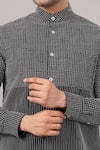 Abraham And Thakore Black Cotton Check And Stripe Pattern Shirt at Aza Fashions Abraham And Thakore_Black Cotton Check And Stripe Pattern Shirt _at_Aza_Fashions