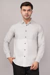 Buy Abraham And Thakore Ivory Cotton Check And Stripe Pattern Shirt at Aza Fashions Buy_Abraham And Thakore_Ivory Cotton Check And Stripe Pattern Shirt _at_Aza_Fashions