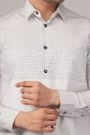 Abraham And Thakore Ivory Cotton Check And Stripe Pattern Shirt at Aza Fashions Abraham And Thakore_Ivory Cotton Check And Stripe Pattern Shirt _at_Aza_Fashions