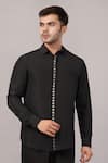 Buy Abraham And Thakore Black Silk Metal Disk Pattern Shirt at Aza Fashions Buy_Abraham And Thakore_Black Silk Metal Disk Pattern Shirt _at_Aza_Fashions