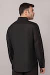 Shop Abraham And Thakore Black Silk Foil Pintuck Shirt at Aza Fashions Shop_Abraham And Thakore_Black Silk Foil Pintuck Shirt _at_Aza_Fashions