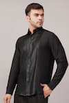 Buy Abraham And Thakore Black Silk Foil Pintuck Shirt Online at Aza Fashions Buy_Abraham And Thakore_Black Silk Foil Pintuck Shirt _Online_at_Aza_Fashions