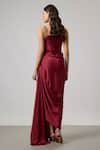 Shop NA-KA Maroon Satin Cowl Neck Gown at Aza Fashions Shop_NA-KA_Maroon Satin Cowl Neck Gown _at_Aza_Fashions
