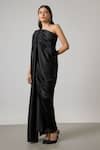 Buy NA-KA Black Satin One Shoulder Draped Gown Online at Aza Fashions Buy_NA-KA_Black Satin One Shoulder Draped Gown _Online_at_Aza_Fashions