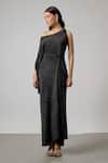 Buy NA-KA Black Off-, One Self Pleated Off Gown at Aza Fashions Buy_NA-KA_Black Off-, One Self Pleated Off Gown _at_Aza_Fashions