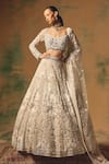 Basanti - Kapde Aur Koffee Ivory Net Sequins, Stones, Beads, Pearls, The Song Of Sienna Lehenga Set at Aza Fashions Basanti - Kapde Aur Koffee_Ivory Net Sequins, Stones, Beads, Pearls, The Song Of Sienna Lehenga Set _at_Aza_Fashions