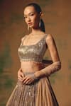 Basanti - Kapde Aur Koffee Gold Georgette Sequins, Stones, Beads Square Neck, The Desert Drift Lehenga Set Online at Aza Fashions Basanti - Kapde Aur Koffee_Gold Georgette Sequins, Stones, Beads Square Neck, The Desert Drift Lehenga Set _Online_at_Aza_Fashions