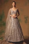 Buy Basanti - Kapde Aur Koffee Gray Georgette Sequins, Beads, Cut Work The Champagne Glow Lehenga Set at Aza Fashions Buy_Basanti - Kapde Aur Koffee_Gray Georgette Sequins, Beads, Cut Work The Champagne Glow Lehenga Set _at_Aza_Fashions