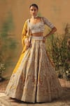 Shop Basanti - Kapde Aur Koffee Mustard Organza Sequins, Crystals, Beads, The Enchanted Citrine Lehenga Set Online at Aza Fashions Shop_Basanti - Kapde Aur Koffee_Mustard Organza Sequins, Crystals, Beads, The Enchanted Citrine Lehenga Set _Online_at_Aza_Fashions