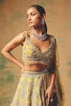 Basanti - Kapde Aur Koffee Yellow Net Sequins, Stones, Pearls, Embroidery The Solstice Fern Lehenga Set Online at Aza Fashions Basanti - Kapde Aur Koffee_Yellow Net Sequins, Stones, Pearls, Embroidery The Solstice Fern Lehenga Set _Online_at_Aza_Fashions