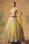 Buy Basanti - Kapde Aur Koffee Yellow Net Sequins, Stones, Pearls, Embroidery The Solstice Fern Lehenga Set Buy_Basanti - Kapde Aur Koffee_Yellow Net Sequins, Stones, Pearls, Embroidery The Solstice Fern Lehenga Set