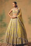 Basanti - Kapde Aur Koffee Yellow Net Sequins, Stones, Pearls, Embroidery The Solstice Fern Lehenga Set Online Basanti - Kapde Aur Koffee_Yellow Net Sequins, Stones, Pearls, Embroidery The Solstice Fern Lehenga Set _Online