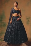 Buy Basanti - Kapde Aur Koffee Blue Net Sequins, Crystals, Stones, Embroidery The Waltz Of Midnight Lehenga Set at Aza Fashions Buy_Basanti - Kapde Aur Koffee_Blue Net Sequins, Crystals, Stones, Embroidery The Waltz Of Midnight Lehenga Set _at_Aza_Fashions