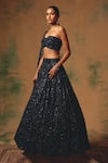Basanti - Kapde Aur Koffee Blue Net Sequins, Crystals, Stones, Embroidery The Waltz Of Midnight Lehenga Set Online at Aza Fashions Basanti - Kapde Aur Koffee_Blue Net Sequins, Crystals, Stones, Embroidery The Waltz Of Midnight Lehenga Set _Online_at_Aza_Fashions