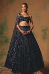 Buy Basanti - Kapde Aur Koffee Blue Net Sequins, Crystals, Stones, Embroidery The Waltz Of Midnight Lehenga Set Online at Aza Fashions Buy_Basanti - Kapde Aur Koffee_Blue Net Sequins, Crystals, Stones, Embroidery The Waltz Of Midnight Lehenga Set _Online_at_Aza_Fashions