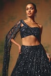Basanti - Kapde Aur Koffee Blue Net Sequins, Crystals, Stones, Embroidery The Waltz Of Midnight Lehenga Set at Aza Fashions Basanti - Kapde Aur Koffee_Blue Net Sequins, Crystals, Stones, Embroidery The Waltz Of Midnight Lehenga Set _at_Aza_Fashions