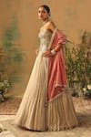 Basanti - Kapde Aur Koffee Ivory Tissue Mirrors, Embroidery, Sequins, Metallic Work Corset Lehenga Set at Aza Fashions Basanti - Kapde Aur Koffee_Ivory Tissue Mirrors, Embroidery, Sequins, Metallic Work Corset Lehenga Set _at_Aza_Fashions