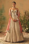 Buy Basanti - Kapde Aur Koffee Ivory Tissue Mirrors, Embroidery, Sequins, Metallic Work Corset Lehenga Set at Aza Fashions Buy_Basanti - Kapde Aur Koffee_Ivory Tissue Mirrors, Embroidery, Sequins, Metallic Work Corset Lehenga Set _at_Aza_Fashions