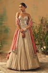 Buy Basanti - Kapde Aur Koffee Ivory Tissue Mirrors, Embroidery, Sequins, Metallic Work Corset Lehenga Set Buy_Basanti - Kapde Aur Koffee_Ivory Tissue Mirrors, Embroidery, Sequins, Metallic Work Corset Lehenga Set