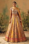 Basanti - Kapde Aur Koffee Multi Color Tissue Sequins, Mirrors, Embroidery The Ochre Reverie Lehenga Set at Aza Fashions Basanti - Kapde Aur Koffee_Multi Color Tissue Sequins, Mirrors, Embroidery The Ochre Reverie Lehenga Set _at_Aza_Fashions