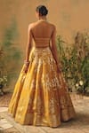 Shop Basanti - Kapde Aur Koffee Mustard Brocade Sequins, Pearls, Embroidery, The Embers Of Marigold Lehenga Set at Aza Fashions Shop_Basanti - Kapde Aur Koffee_Mustard Brocade Sequins, Pearls, Embroidery, The Embers Of Marigold Lehenga Set _at_Aza_Fashions