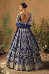 Shop Basanti - Kapde Aur Koffee Blue Viscose, Organza Sequins, Crystals, Pearls, The Electric Peony Lehenga Set at Aza Fashions Shop_Basanti - Kapde Aur Koffee_Blue Viscose, Organza Sequins, Crystals, Pearls, The Electric Peony Lehenga Set _at_Aza_Fashions